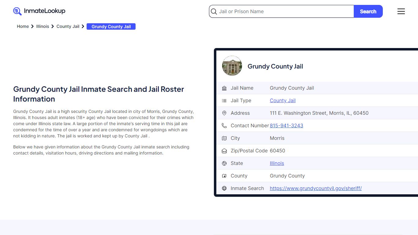Grundy County Jail Inmate Search and Jail Roster Information