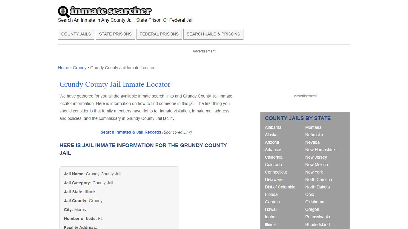 Grundy County Jail Inmate Locator - Inmate Searcher